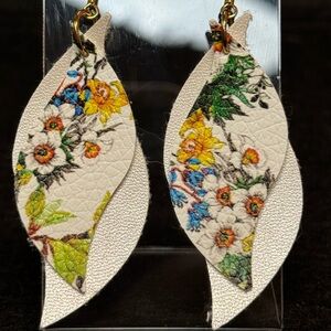 Floral Faux Leather Earrings